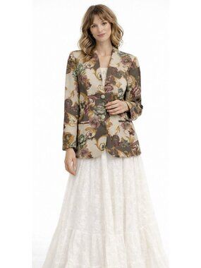 vintage 80s COTTAGECORE FLORAL BLAZER jacket 10 fairy whimsical feminine
